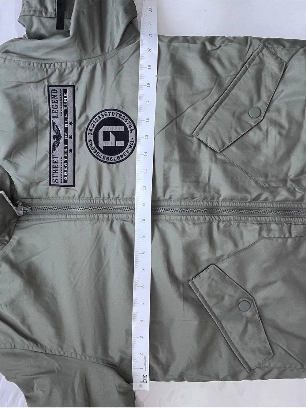 Ring of Fire Light Gray Bomber Jacket with White Collar